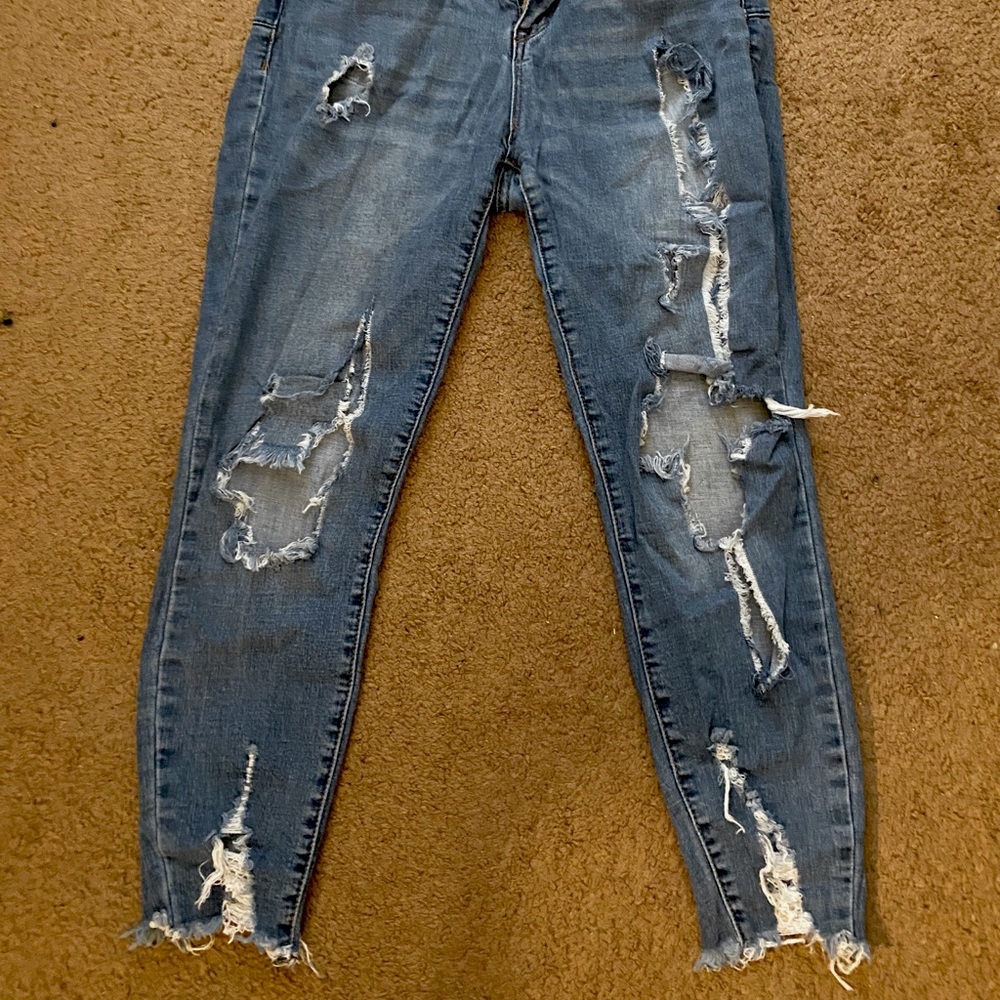 Very Distressed Blue Jeans